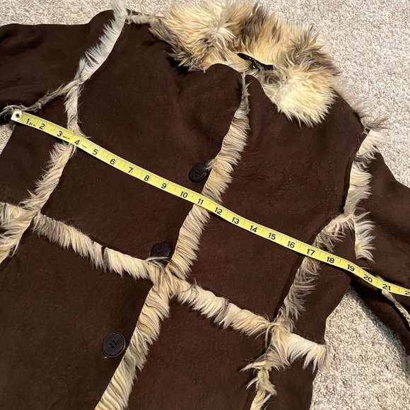 Vintage TRUE GRIT faux suede Elephant fur long coat 70’s boho penny lane style - Picture 14 of 15